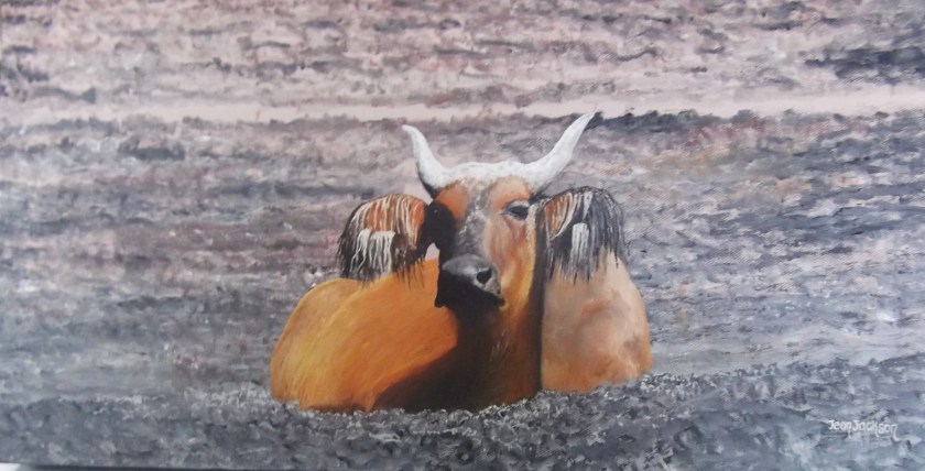 The Holy Cow Oil on canvas 51cmW X 25cmH X 3.5cmD $490