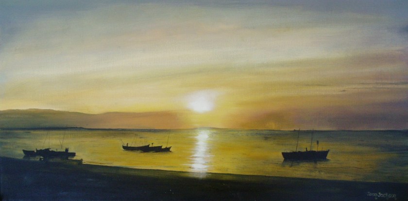 Twilight Fishing 610mmWX260mmHX34D Oil on Canvas $390